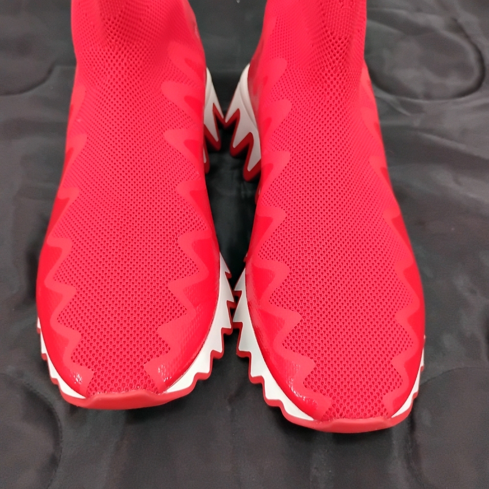 CHRISTIAN LOUBOUTIN Red SHARKY SOCK Flat Sneaker SZ 7.5 - Picture 9 of 13